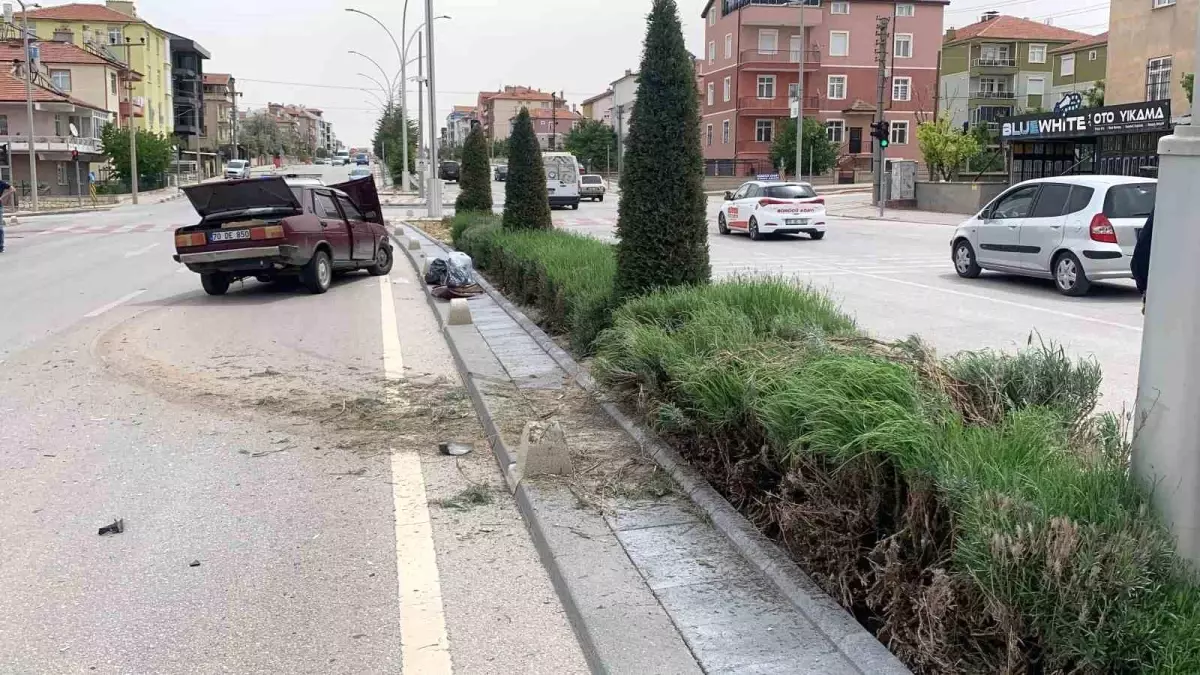 Karaman\'da Kontrolden Çıkan Araç Kaza Yaptı