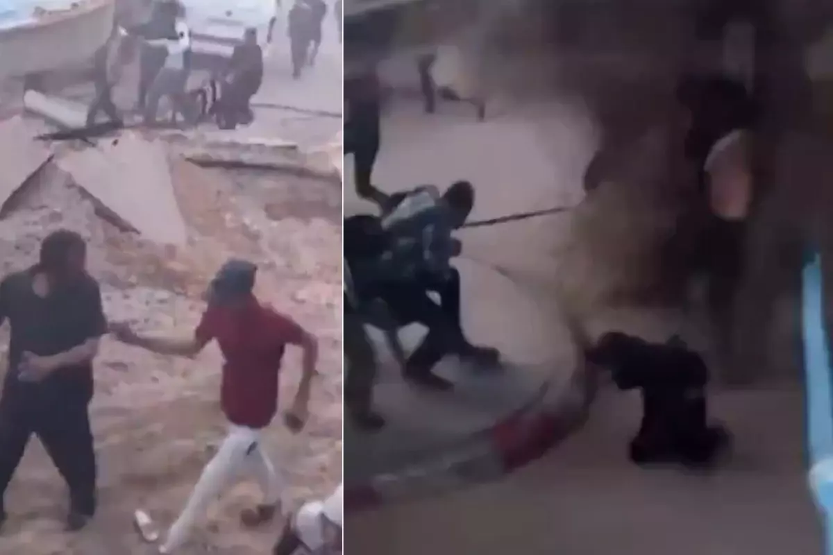 Hastane avlusu sığınak delici bombayla vuruldu! İsrail\'in vahşeti kamerada