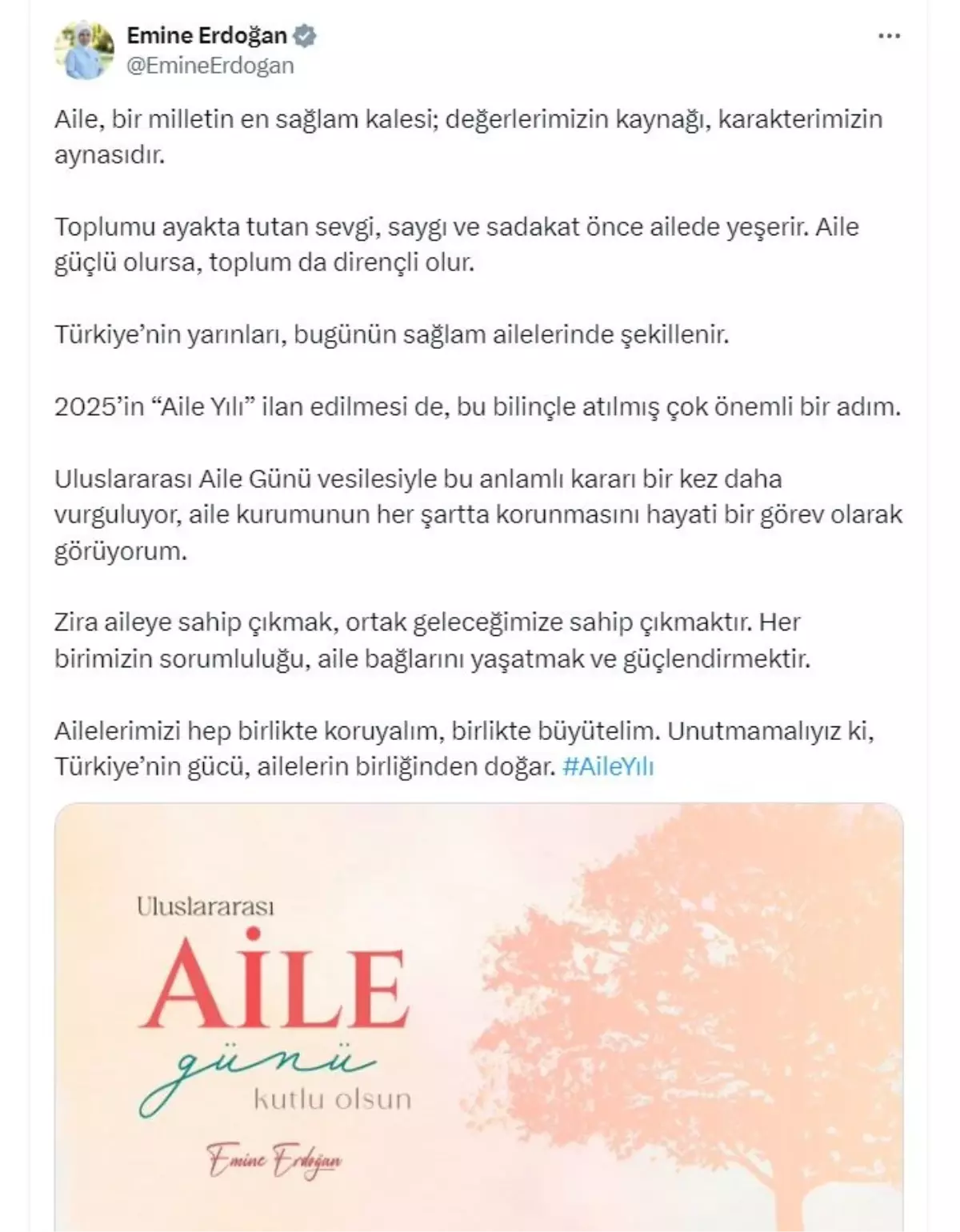 Emine Erdoğan\'dan Aile Mesajı: Aileye Sahip Çıkmak, Ortak Geleceğimize Sahip Çıkmaktır