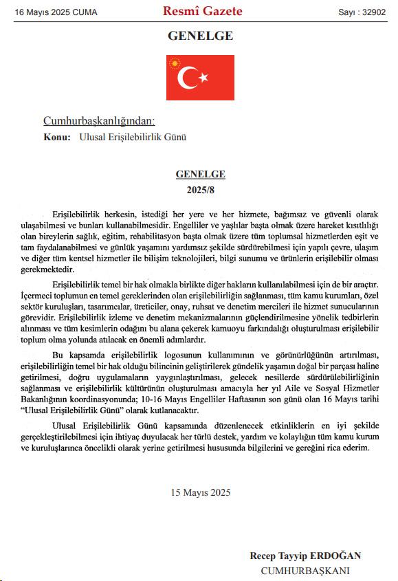 16 Mayıs 'Ulusal Erişilebilirlik Günü' ilan edildi
