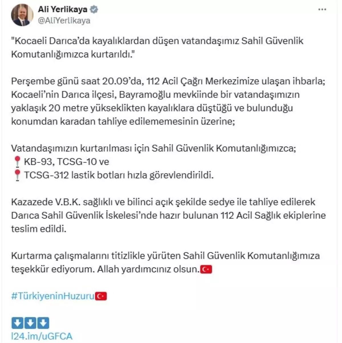 Kocaeli\'de Kayalıklardan Düşen Vatandaş Kurtarıldı