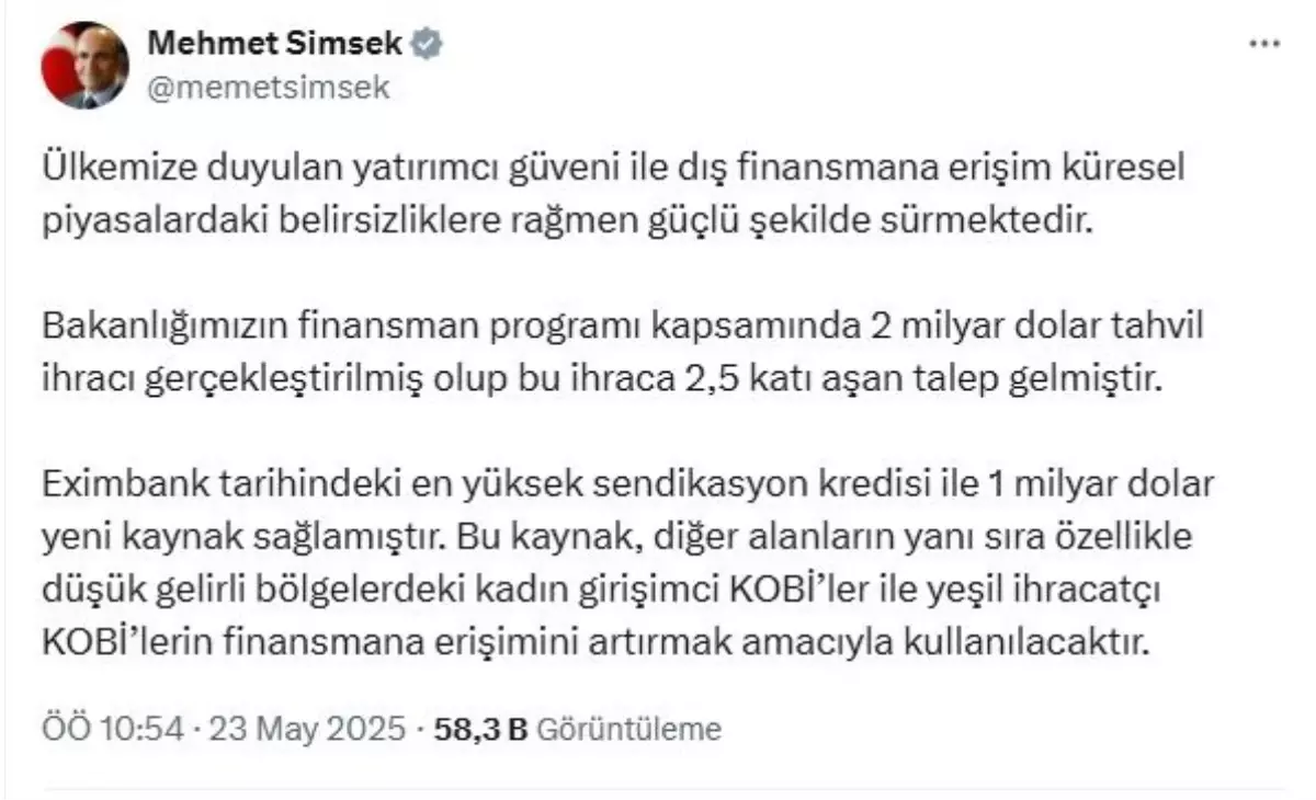 Eximbank\'tan 1 Milyar Dolar Kredi