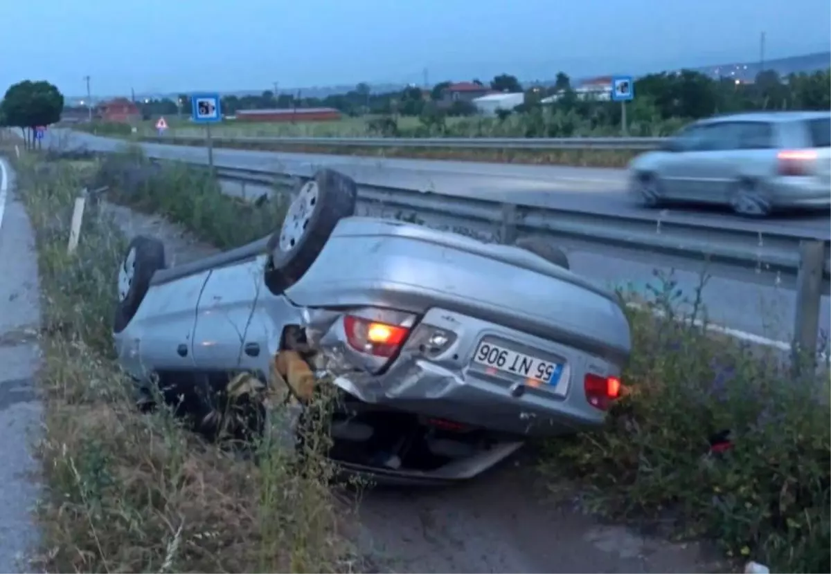 Samsun\'da Takla atan Otomobil Kazası