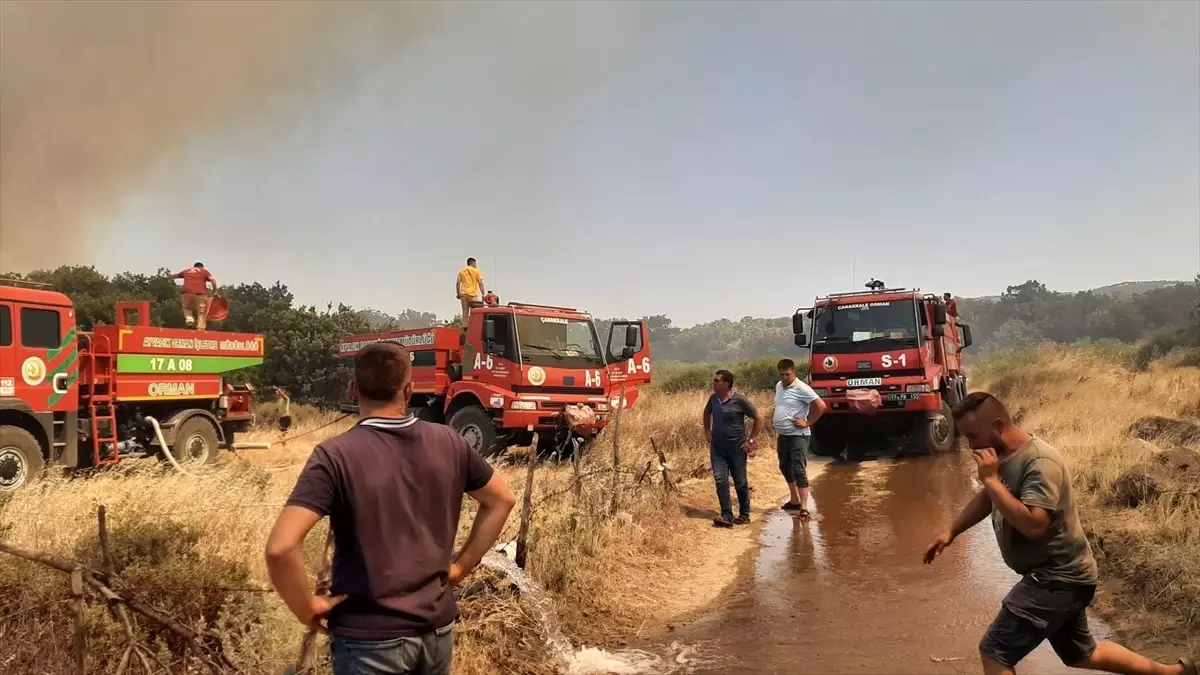 Çanakkale\'de Tarım Arazisinde Yangın