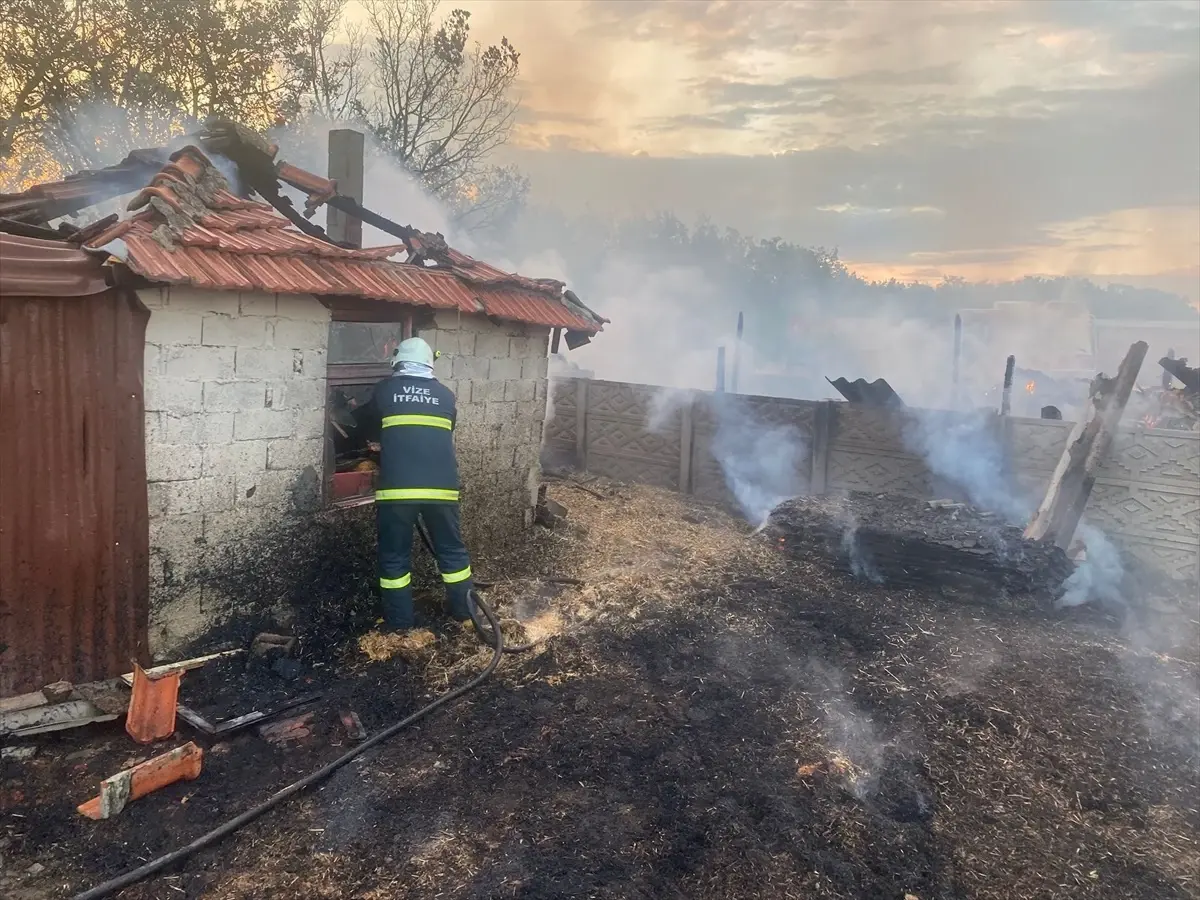 Kırklareli\'nde Yangın: 600 Saman Balyası Yandı