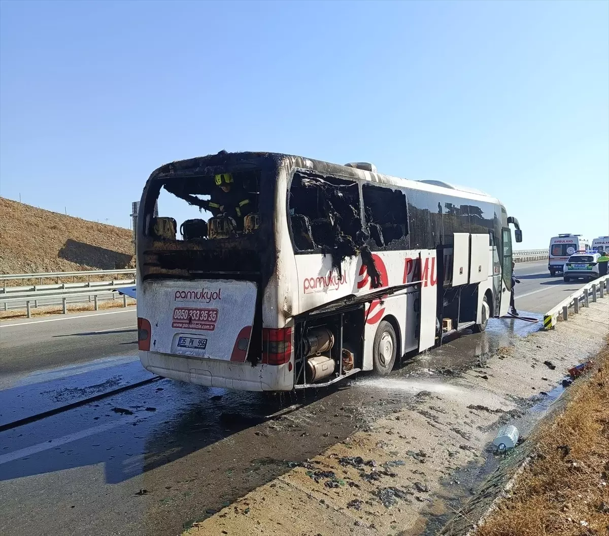 Köşk\'te yolcu otobüsünde yangın