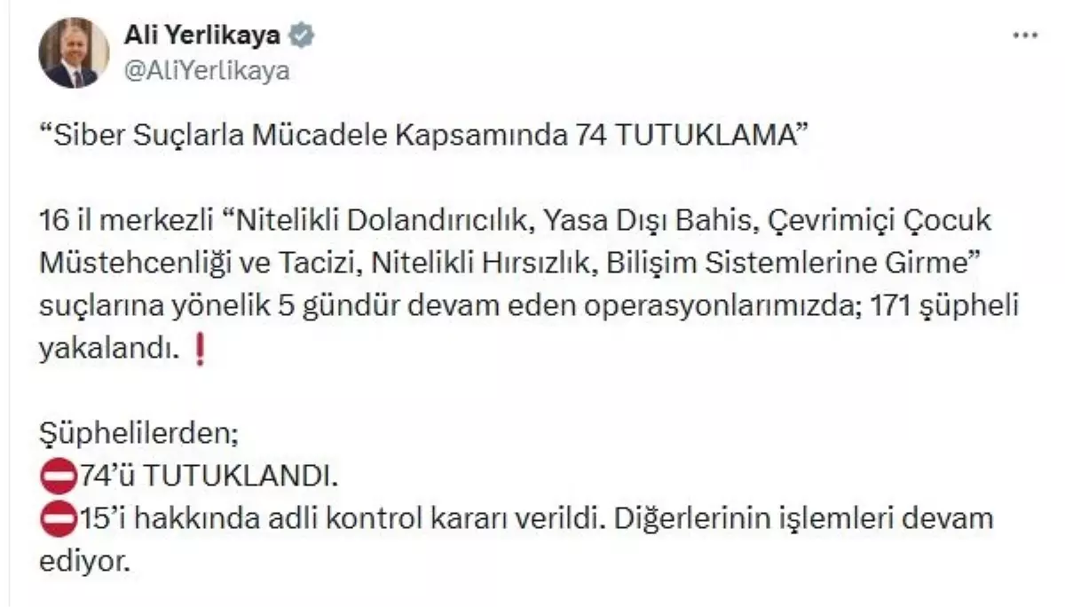 Siber Suç Operasyonunda 171 Gözaltı