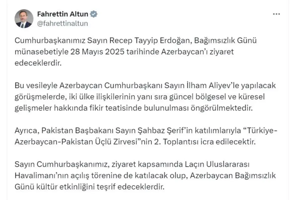 Cumhurbaşkanı Erdoğan, Azerbaycan\'ı Ziyaret Edecek