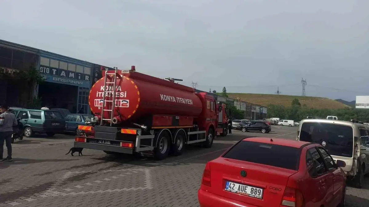 Seydişehir\'de Oto Tamirhanesi Yangını