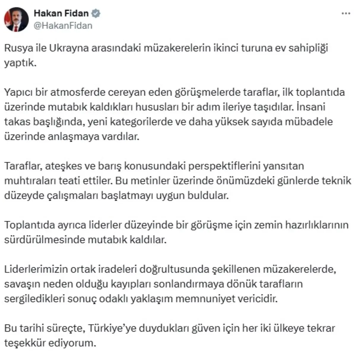 Fidan: Müzakereler Umut Verici