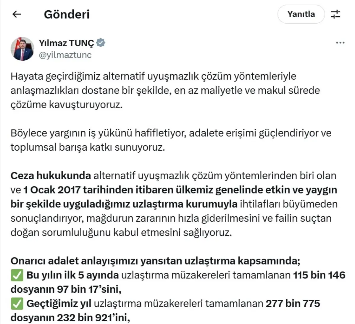 Uzlaşma Oranı Yüzde 83\'e Ulaştı