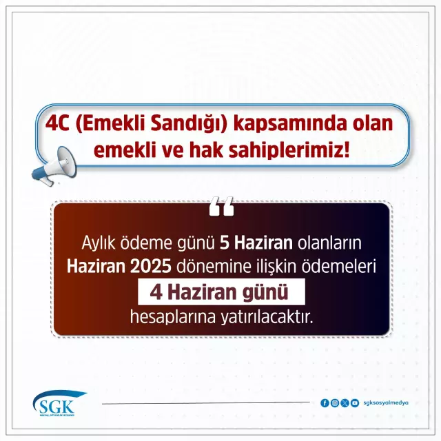 Emeklilere maaş ödemeleri 4 Haziran'da yapılacak