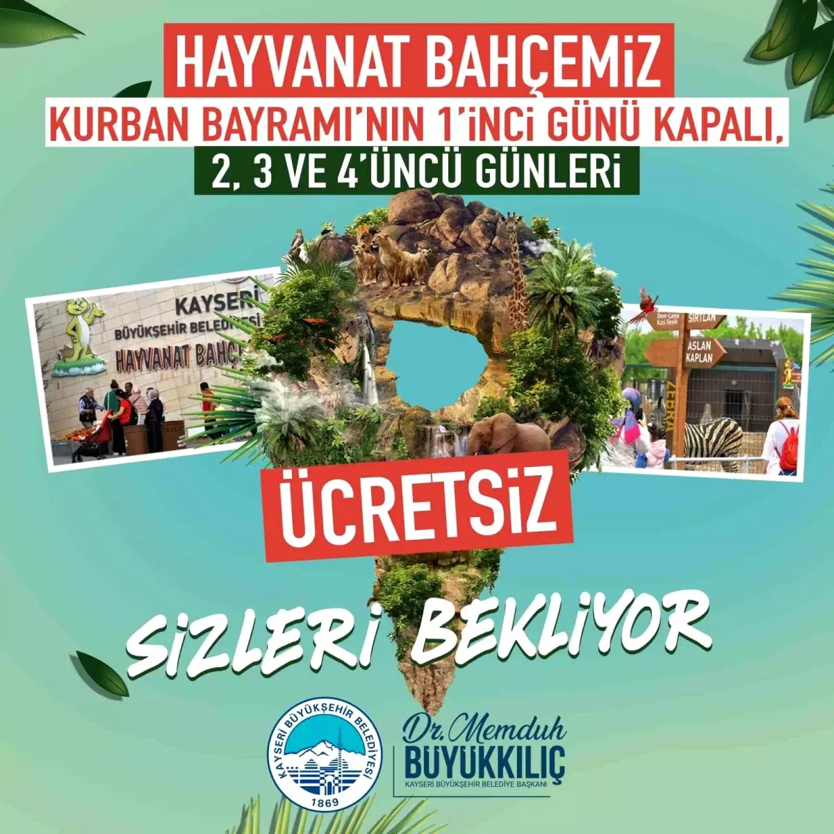 Kayseri\'de Hayvanat Bahçesi Kurban Bayramı\'nda Ücretsiz Ziyarete Açık