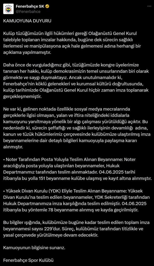 Rakam tartışma yaratabilir! Fenerbahçe resmi imza sayısını açıkladı
