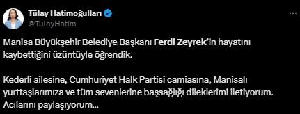 Ferdi Zeyrek'in hayatını kaybetmesinin ardından siyasilerden art arda taziye mesajları Ferdi Zeyrek'in hayatını kaybetmesinin ardından siyasilerden art arda taziye mesajları