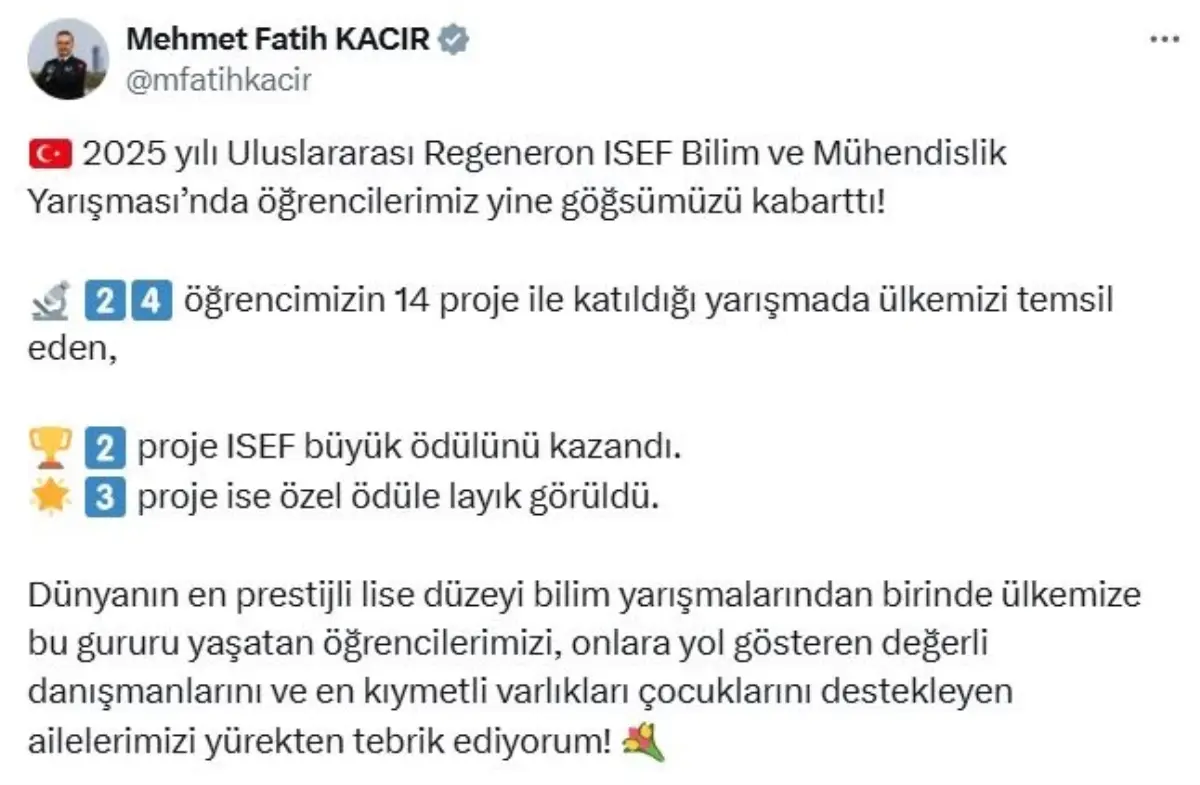 Türkiye\'nin ISEF Başarısı