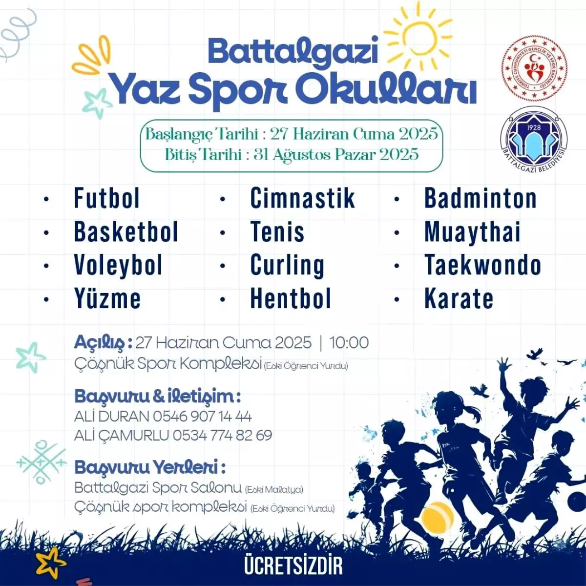 Battalgazi Belediyesi\'nden Ücretsiz Yaz Spor Okulu