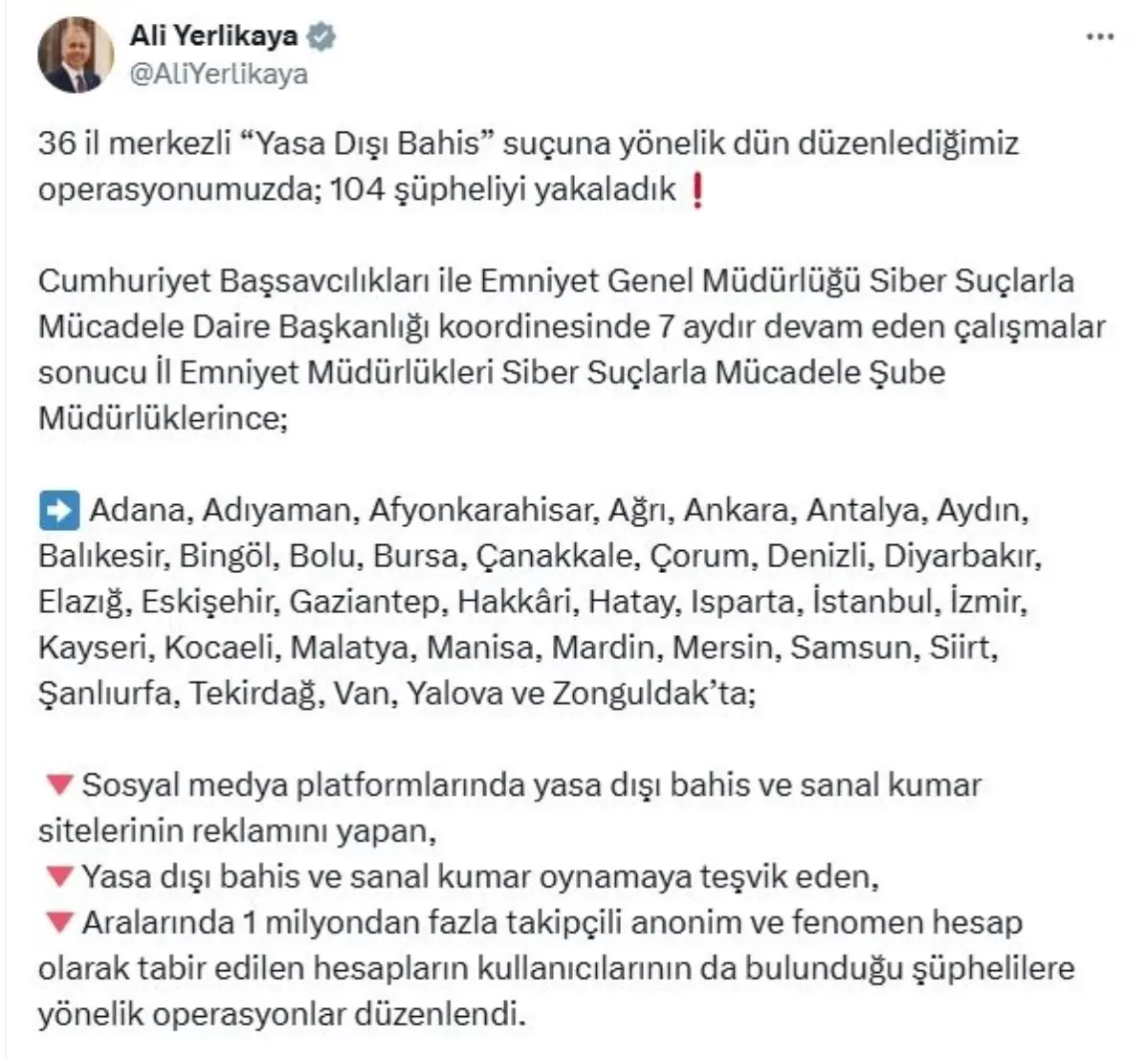 Yasa Dışı Bahis Operasyonu: 104 Gözaltı