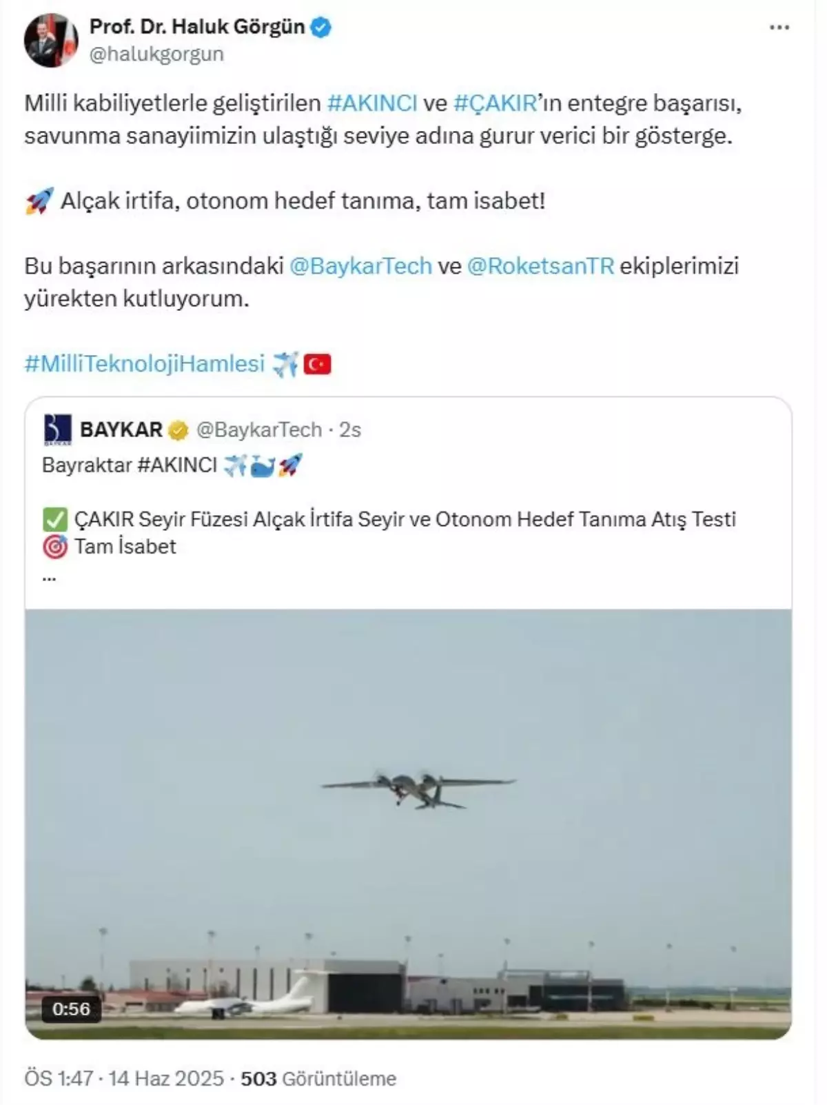 AKINCI ve ÇAKIR\'dan Gurur Verici Başarı