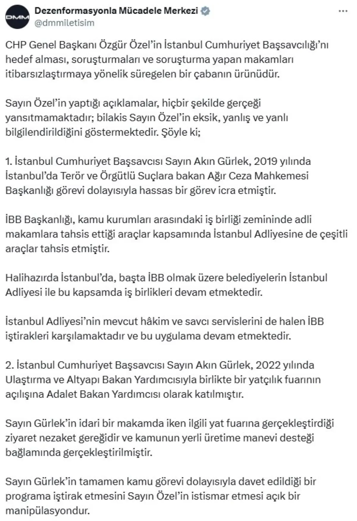 CHP\'ye İletişim Başkanlığı\'ndan Yanıt