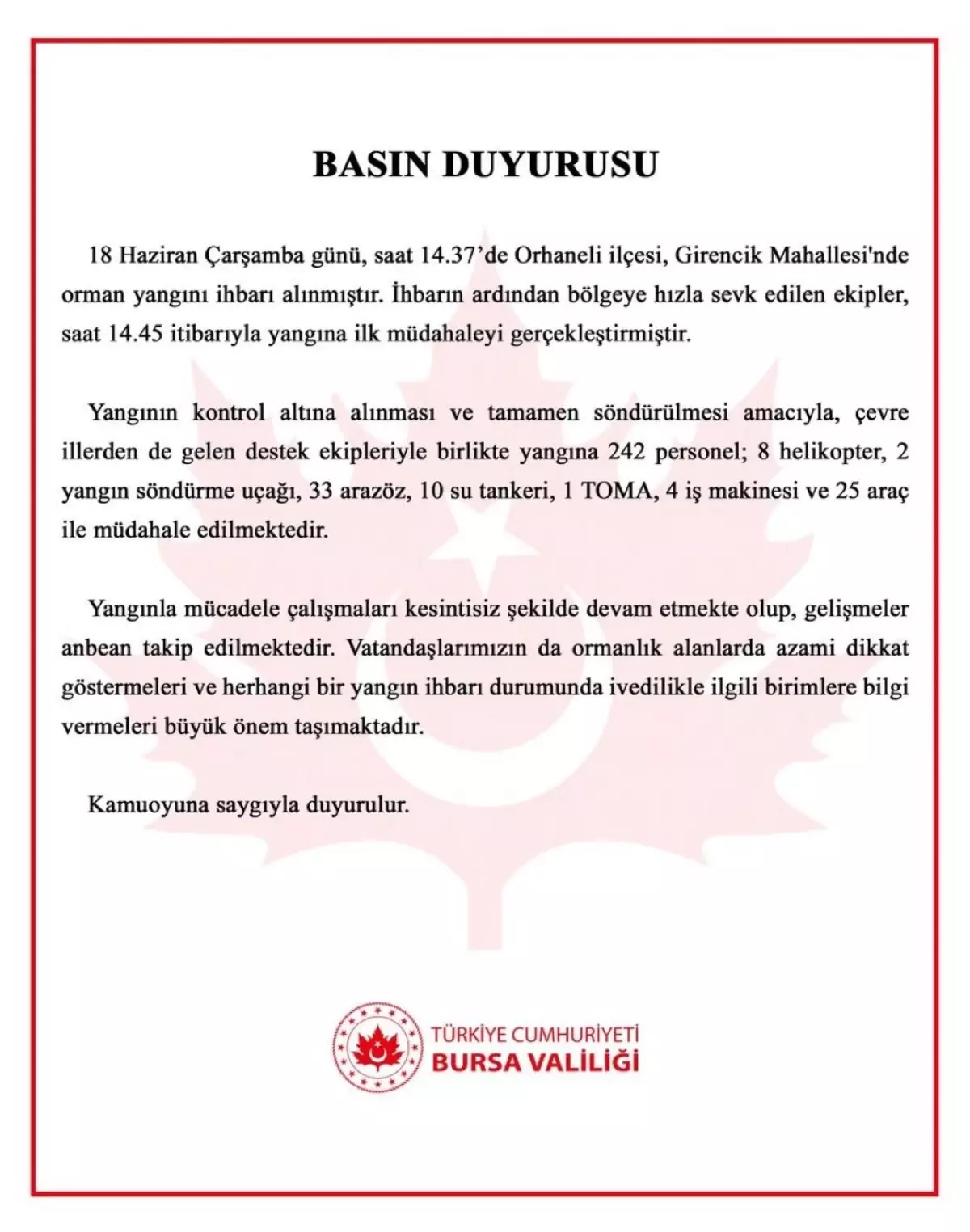 Orhaneli\'nde Orman Yangınına Hızlı Müdahale