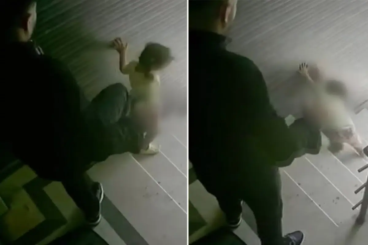 Öz evladına merdivenlerde tekme atan sözde baba gözaltına alındı