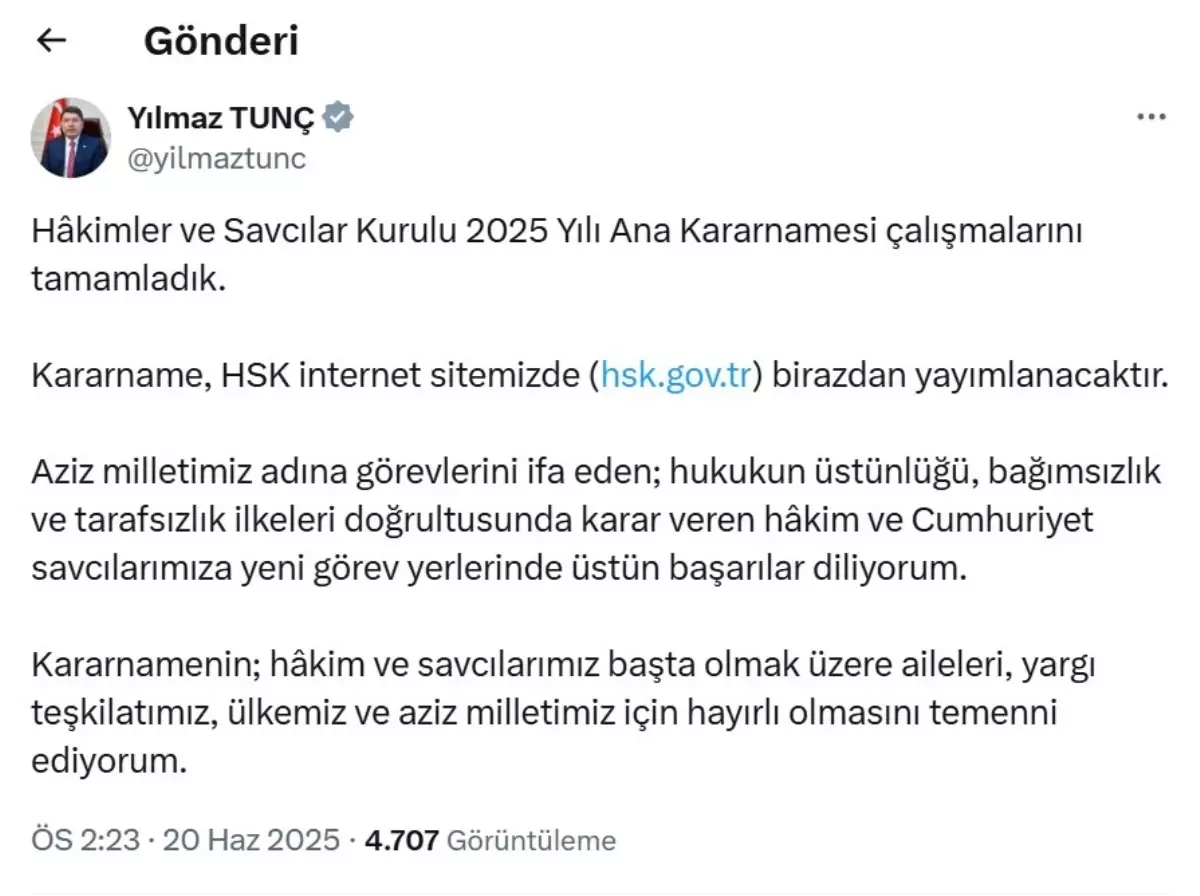 4 Bin 36 Hakim ve Savcı Yeni Görevlerine Atandı