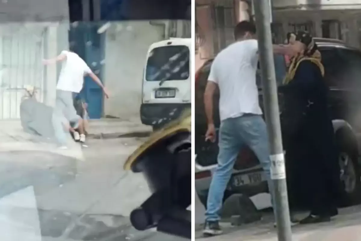 Sultangazi\'de sokak ortasında annesini darbetti; çevredekiler izlemekle yetindi