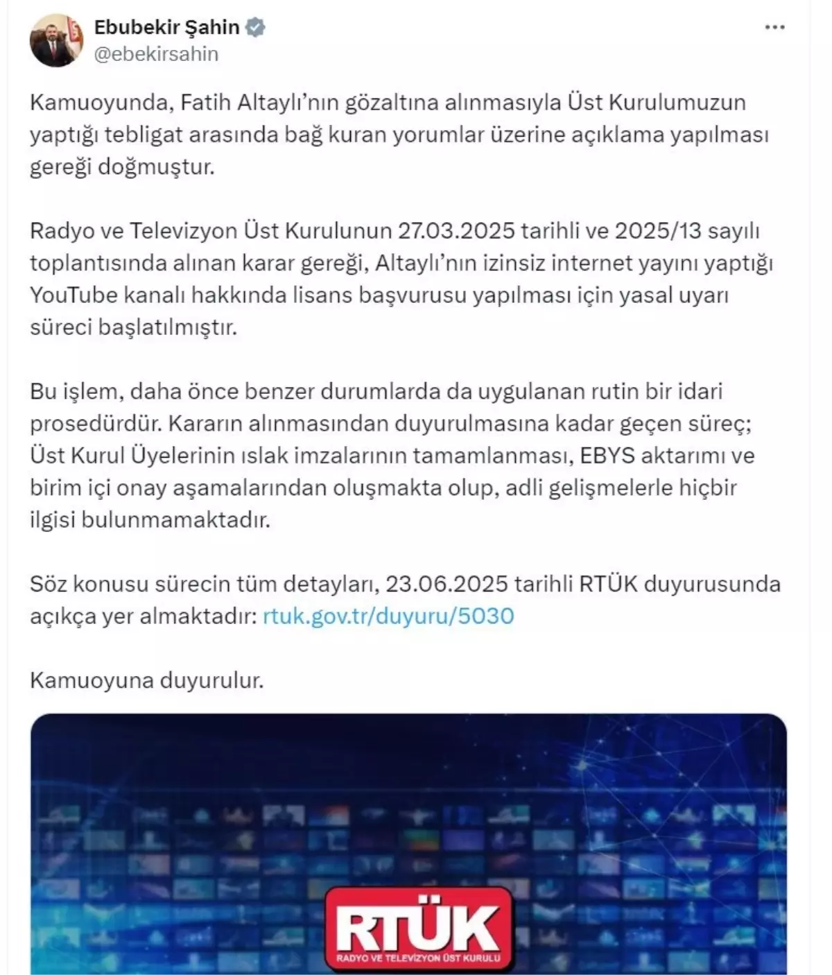 RTÜK\'ten Fatih Altaylı\'ya Lisans Uyarısı