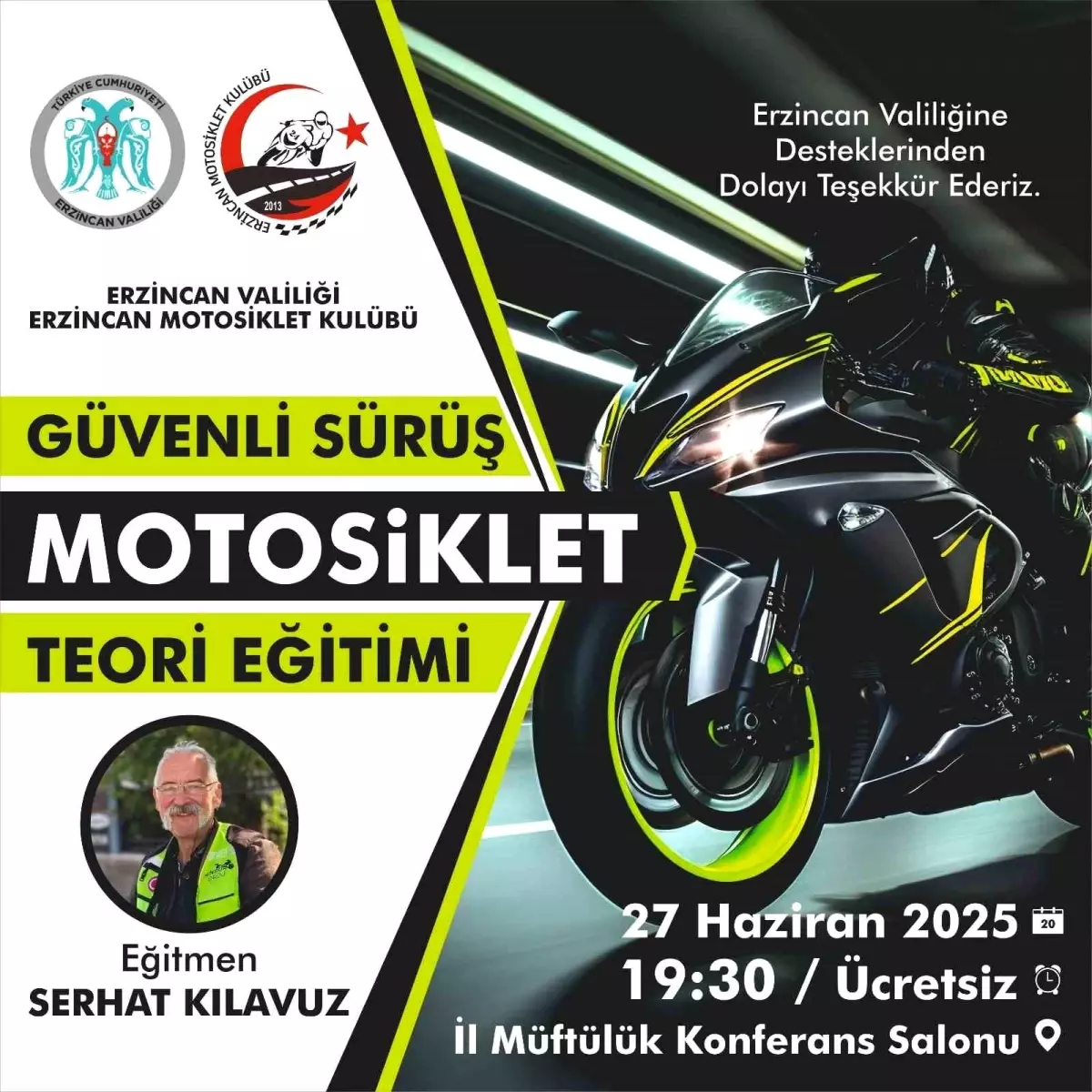 Erzincan\'da Güvenli Motosiklet Sürüş Eğitimi