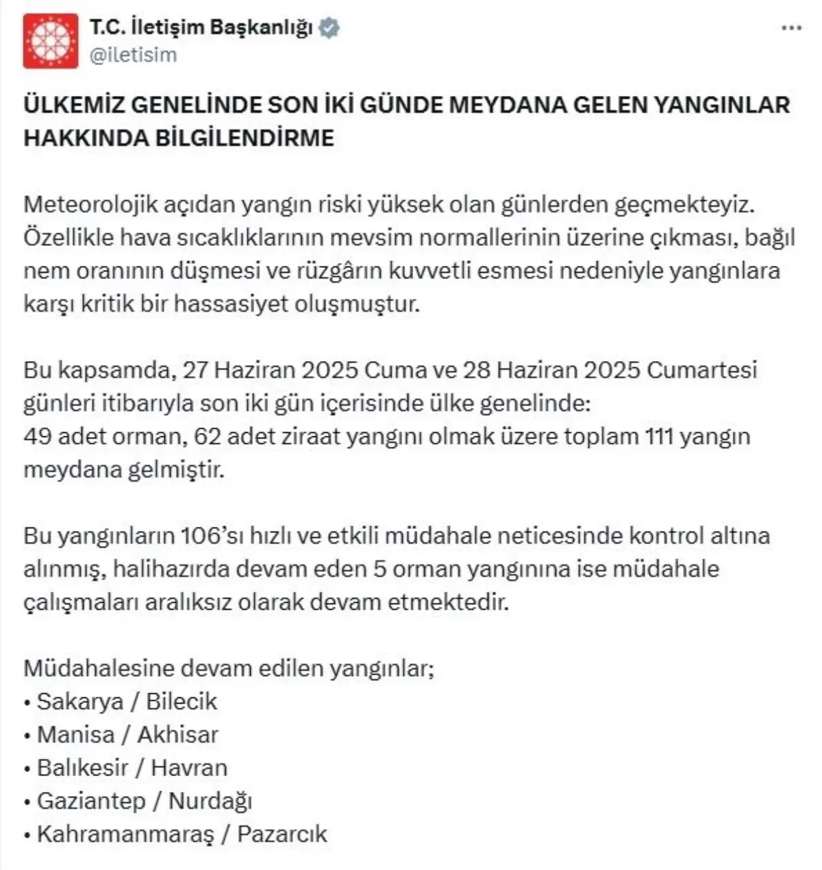 Yangınlara Karşı Kritik Mücadele