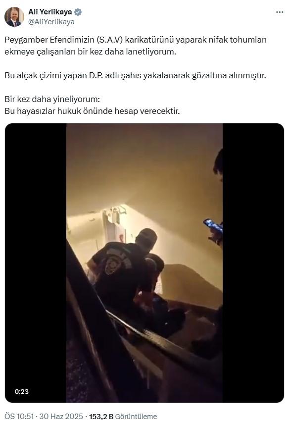 Tepkilerin odağındaki karikatüriste ters kelepçe