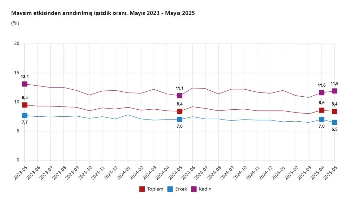 Mayıs 2025\'te İşsizlik Oranı Yüzde 8,4