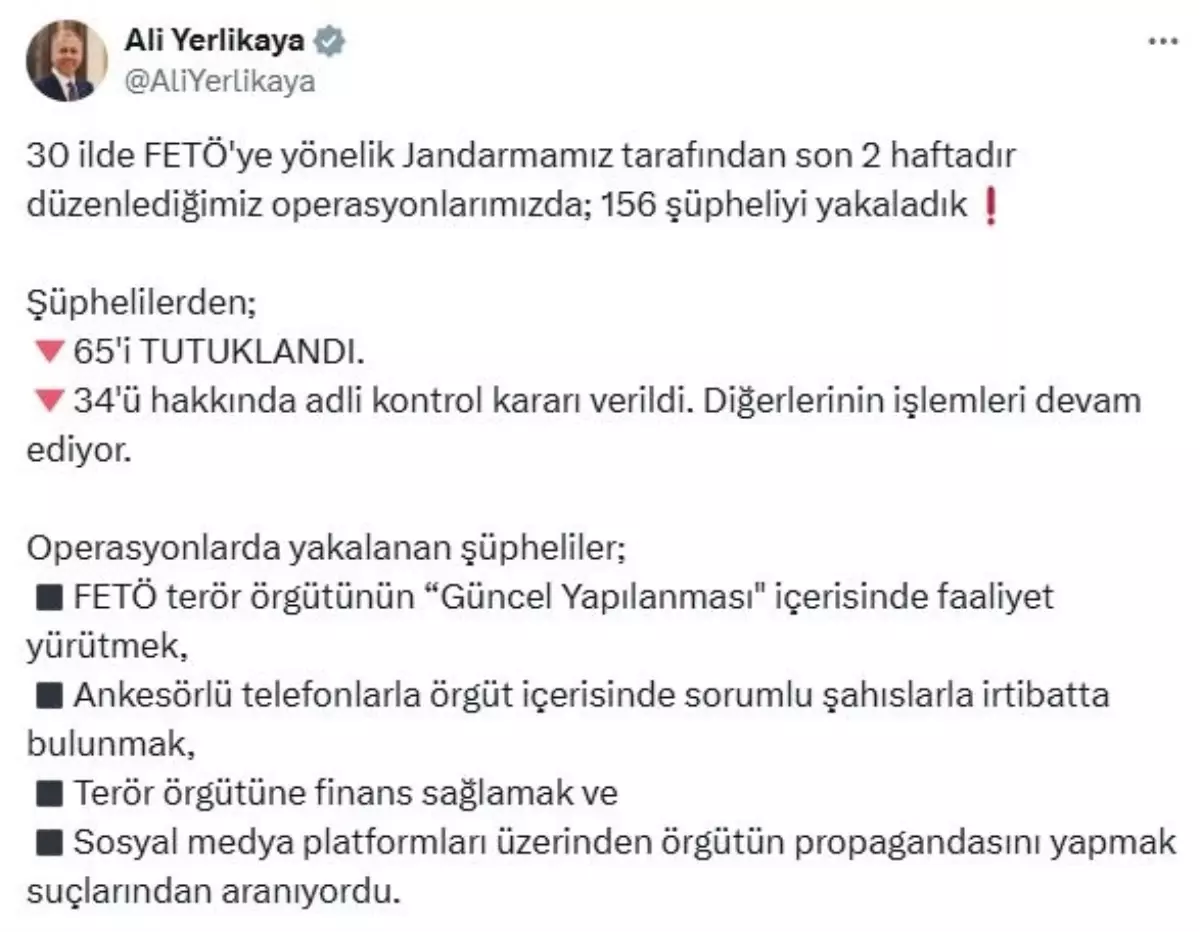 FETÖ\'ye Operasyon: 156 Şüpheli Yakalandı