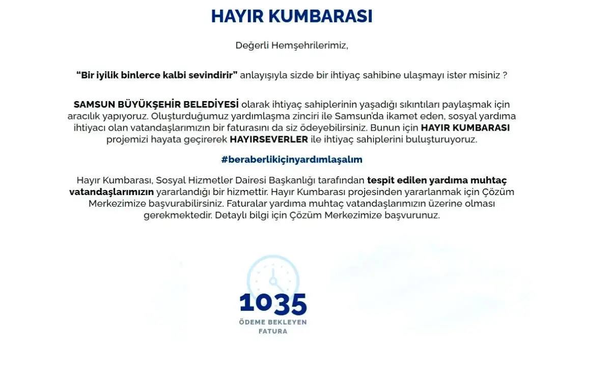 Samsun\'da \'Hayır Kumbarası\' Projesi ile Sosyal Dayanışma Artıyor