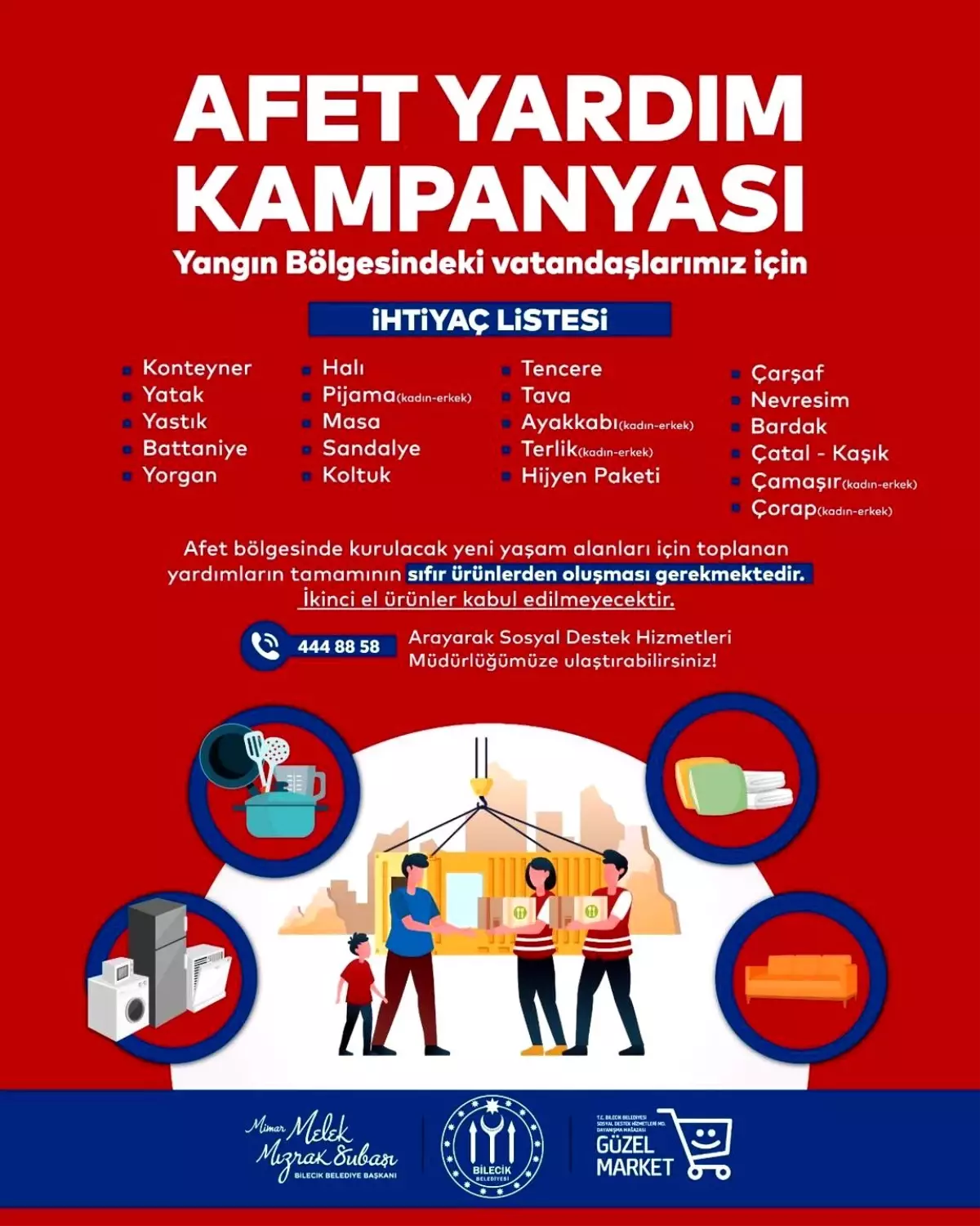 Bilecik Belediyesi Yangın Sonrası Yardım Kampanyası Başlattı