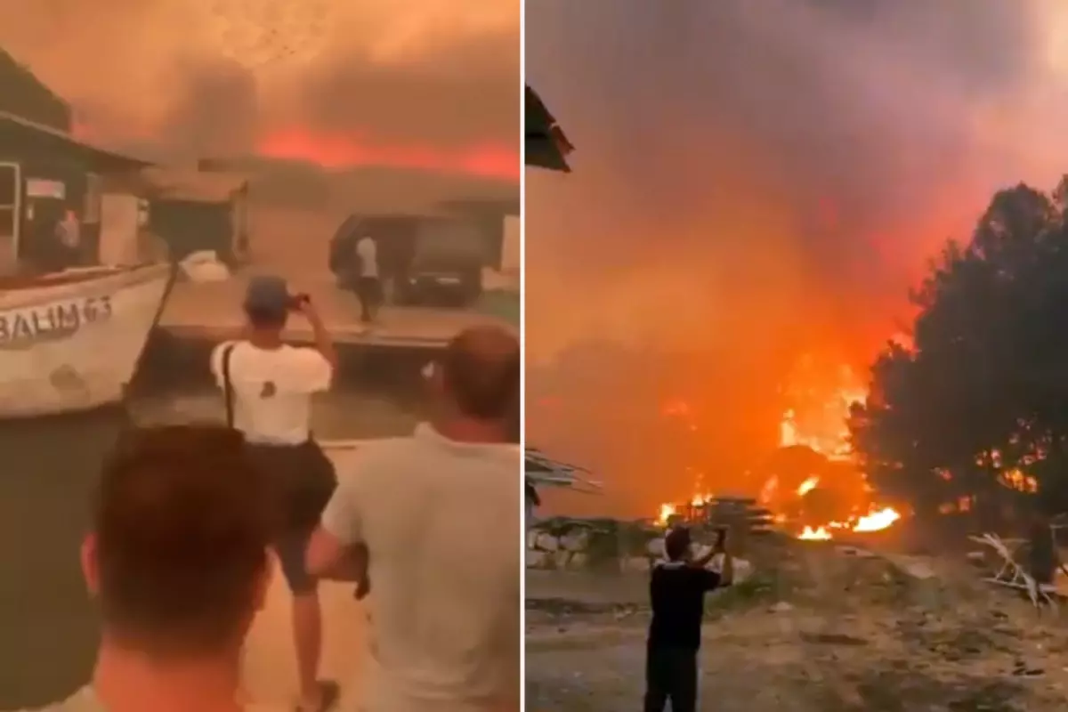 Çeşme felaketi yaşıyor! Yangından kaçan insanlar teknelerle tahliye ediliyor