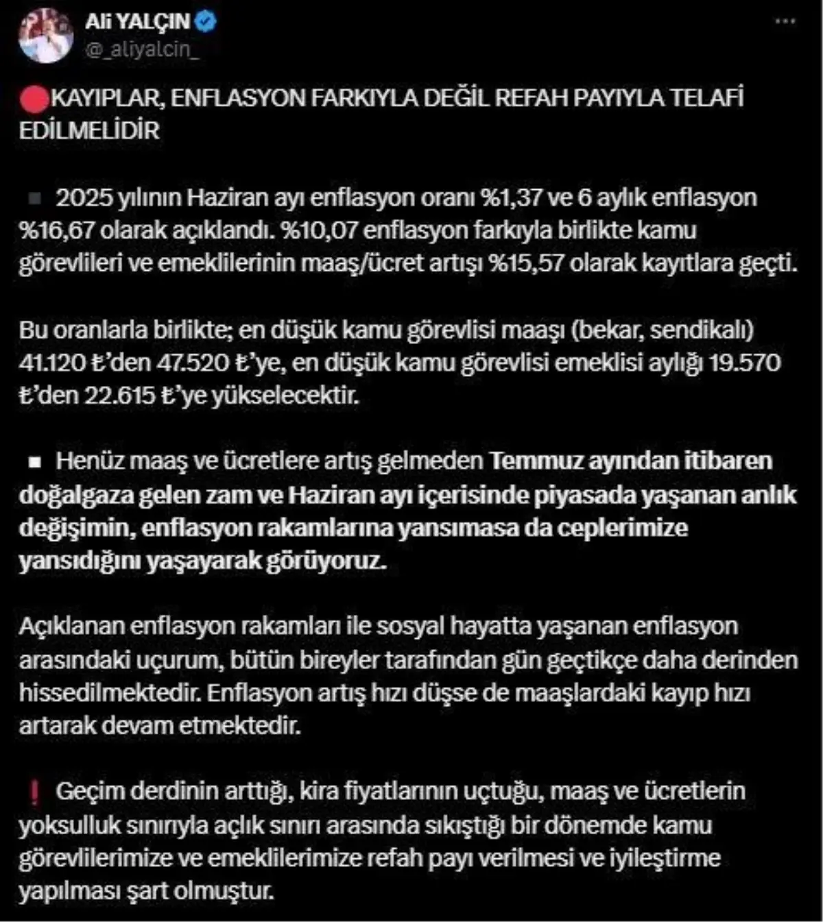 Memur-Sen’den Refah Payı Talebi