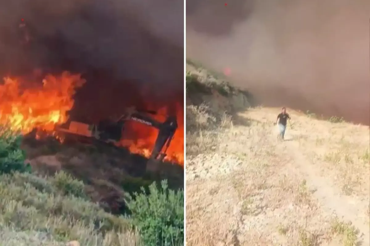 Orman yangınında alevlerin arasında kalan iş makinesi operatörü: Etim eriyor gibiydi