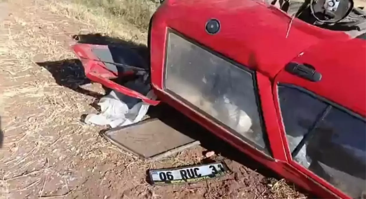 Nallıhan\'da Takla Atan Araçta Sürücü Sağ Kurtuldu