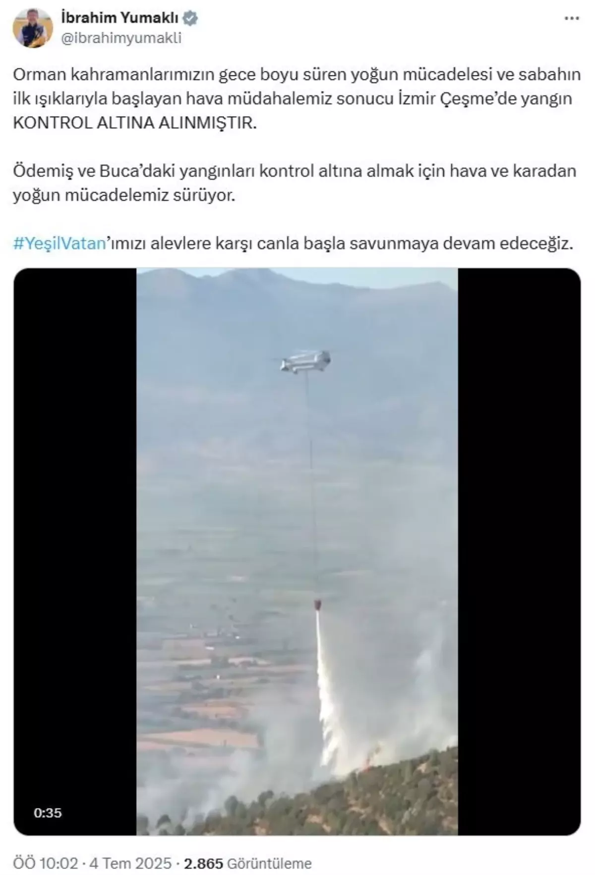 Çeşme\'deki Yangın Kontrol Altına Alındı