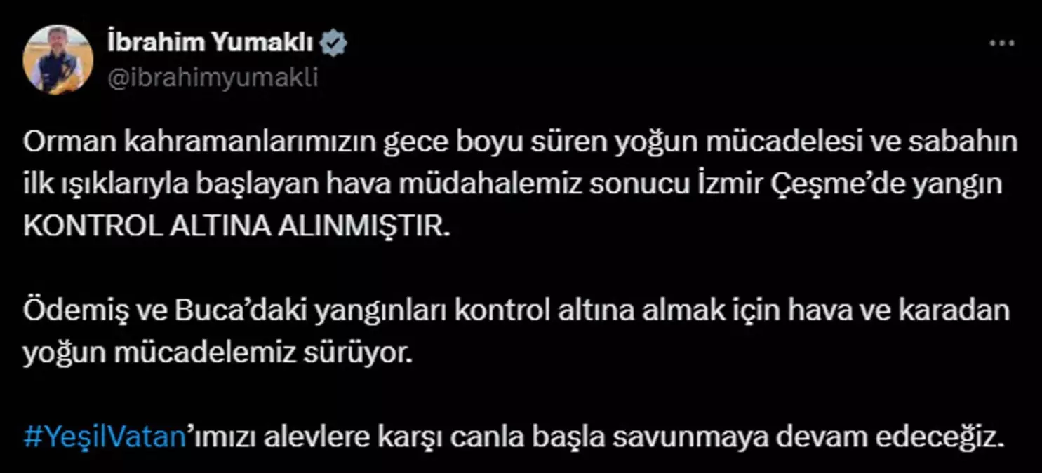 Çeşme\'de Yangın Kontrol Altına Alındı
