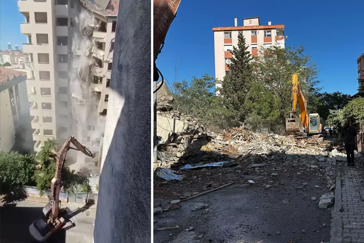 Maltepe\'de faciadan dönüldü: 11 katlı bina yıkım sırasında çöktü