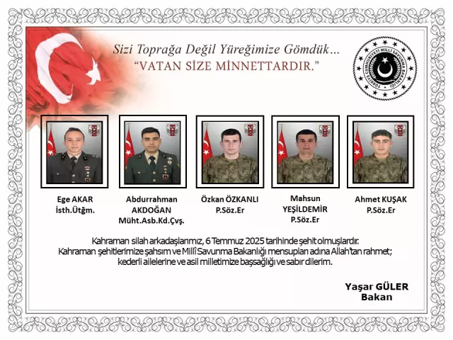 Metan gazından şehit olan askerlerimin sayısı 12'ye yükseldi