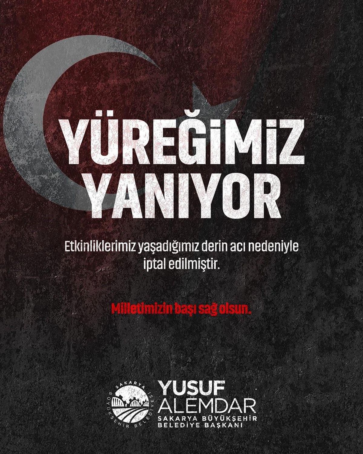 Sakarya\'da etkinlikler iptal edildi