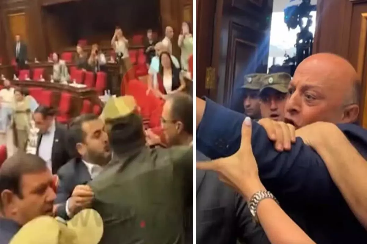 Ermenistan\'da meclis karıştı: Vekiller tekme ve yumruklarla birbirine girdi