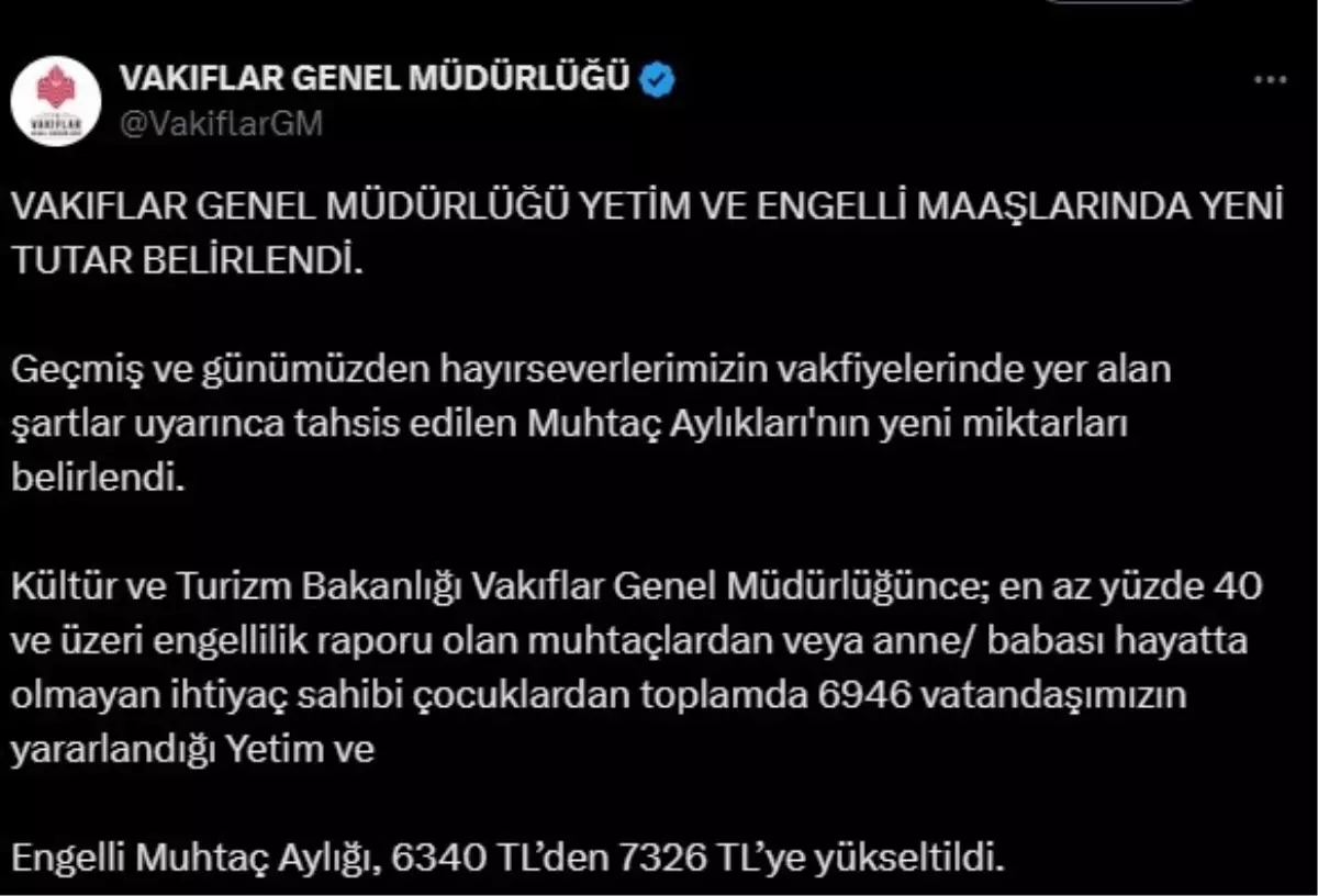 Yetim ve Engelli Aylığı Artırıldı