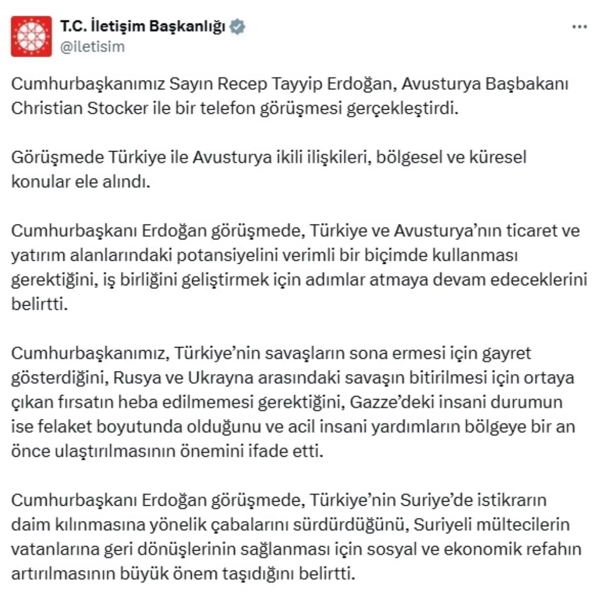 Erdoğan, Avusturya Başbakanı ile Görüştü