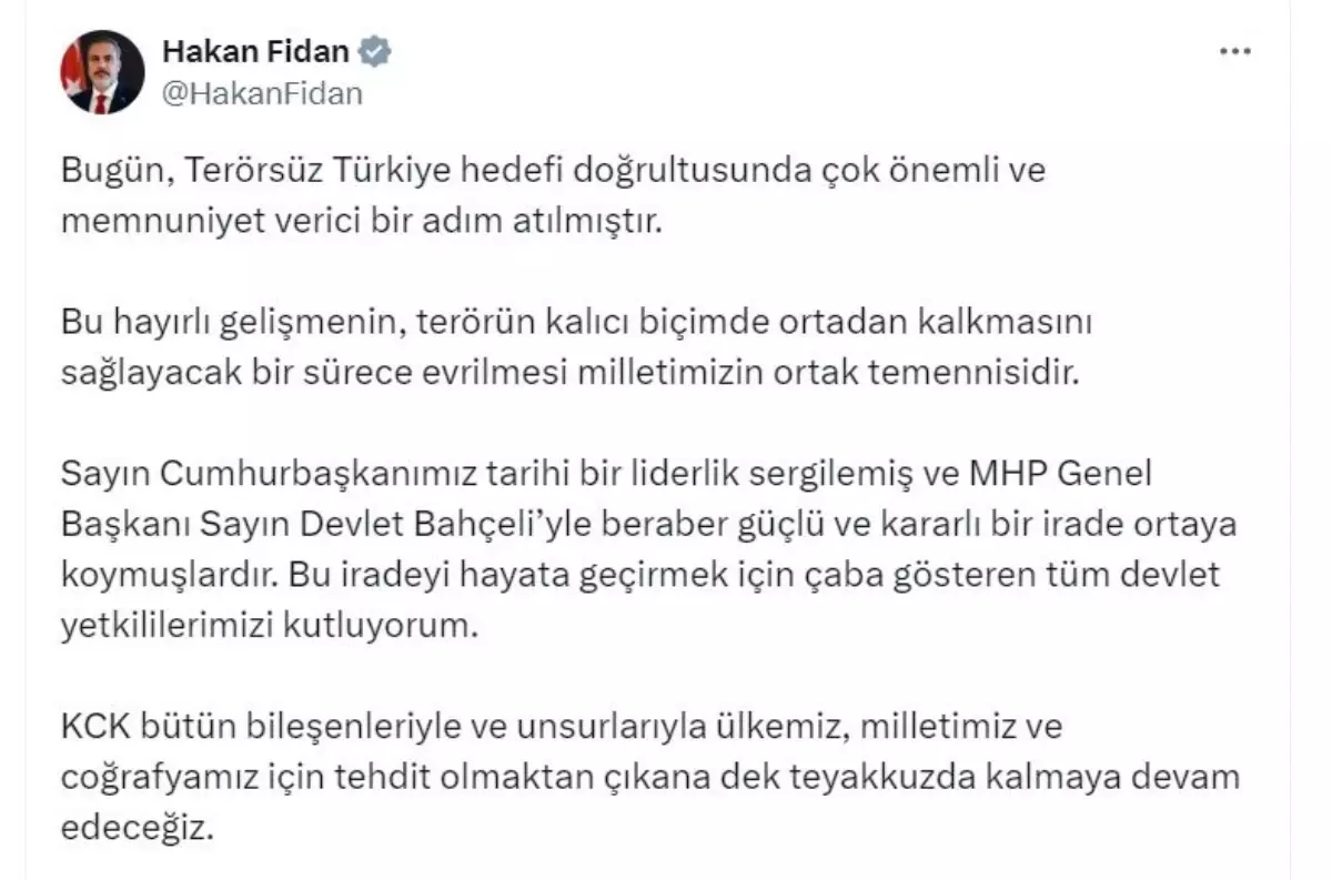 Fidan: PKK\'ya karşı teyakkuz sürecek