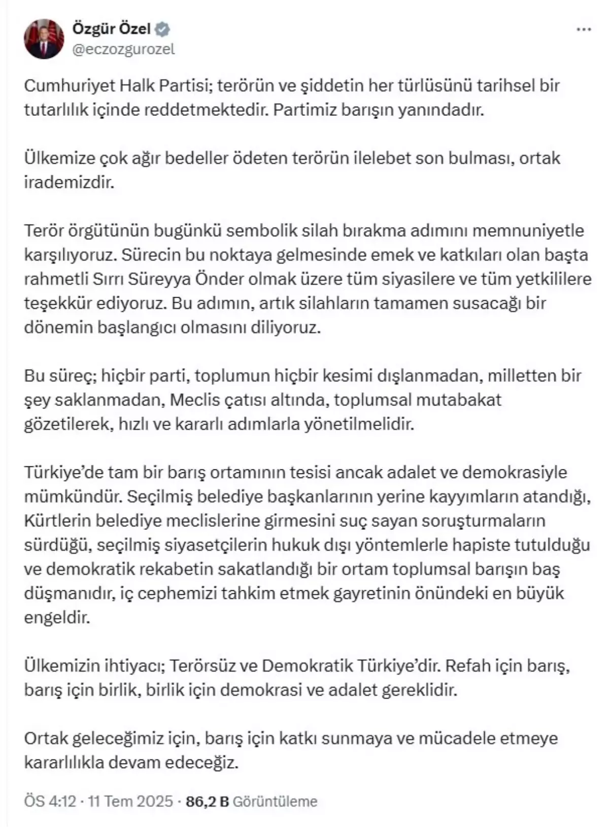 CHP\'den Terörle Mücadele Vurgusu